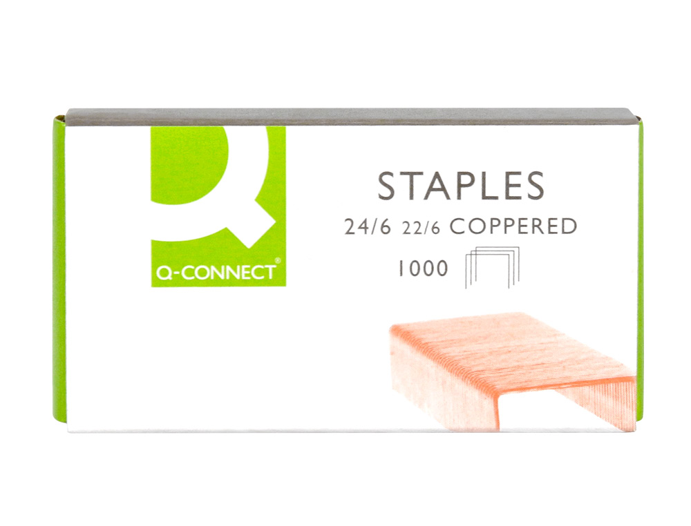 GRAPAS Q-CONNECT N 22/6 24/6 COBREADAS CAJA DE 1000 UNIDADES