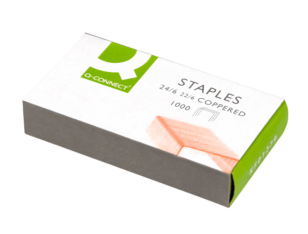 GRAPAS Q-CONNECT N 22/6 24/6 COBREADAS CAJA DE 1000 UNIDADES