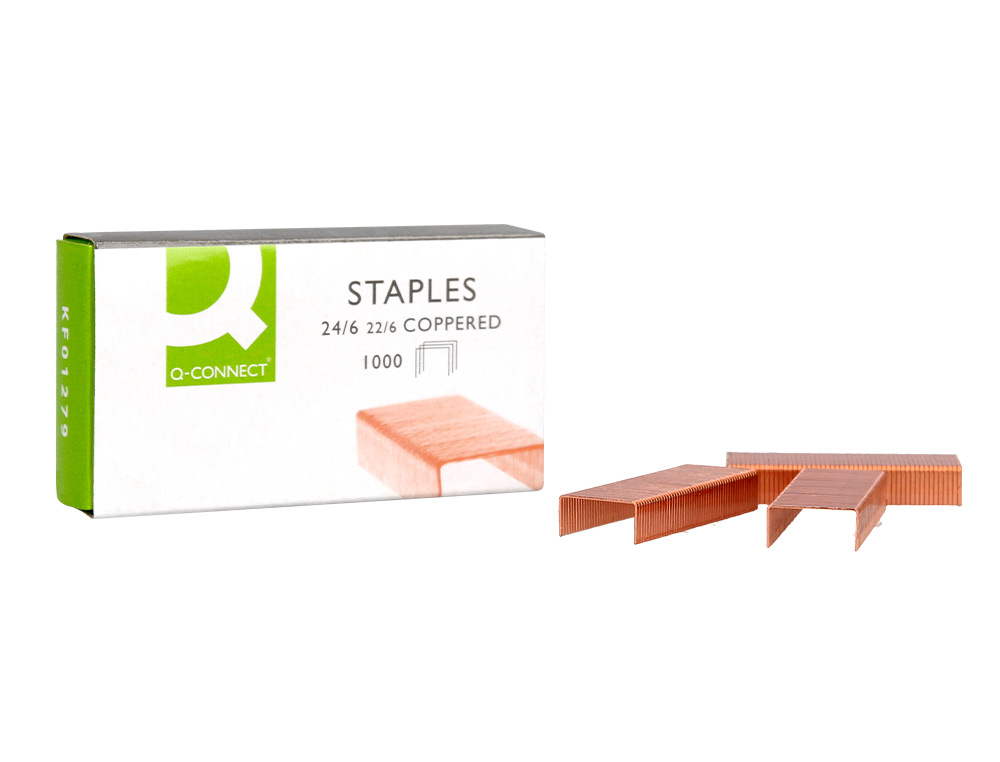 GRAPAS Q-CONNECT N 22/6 24/6 COBREADAS CAJA DE 1000 UNIDADES