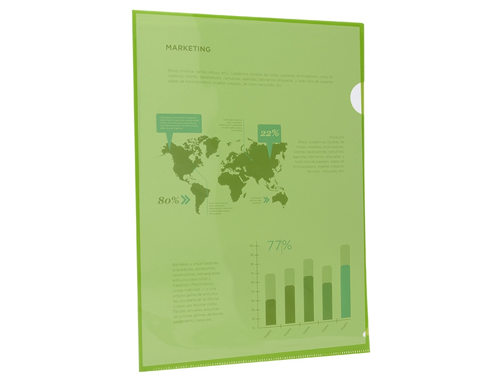 CARPETA LIDERPAPEL DOSSIER UÑERO 44003 POLIPROPILENO DIN A4 VERDE 20 HOJAS