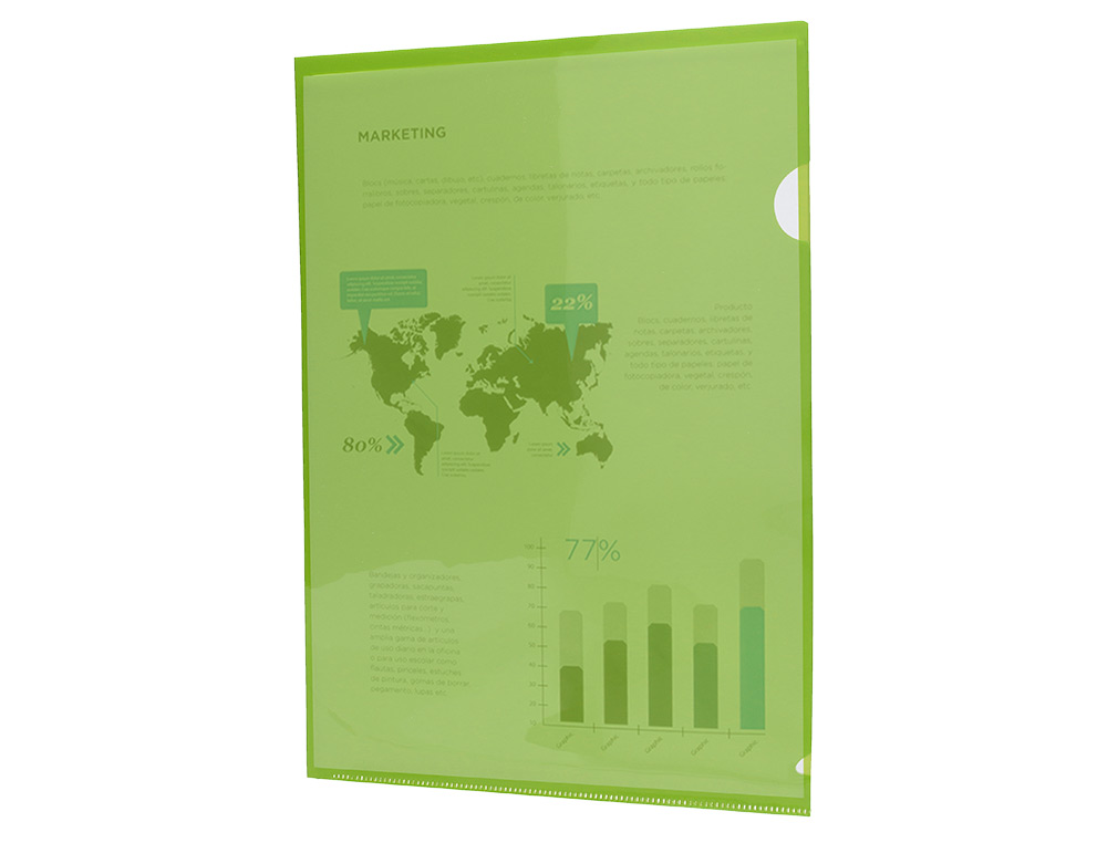 CARPETA LIDERPAPEL DOSSIER UÑERO 44003 POLIPROPILENO DIN A4 VERDE 20 HOJAS