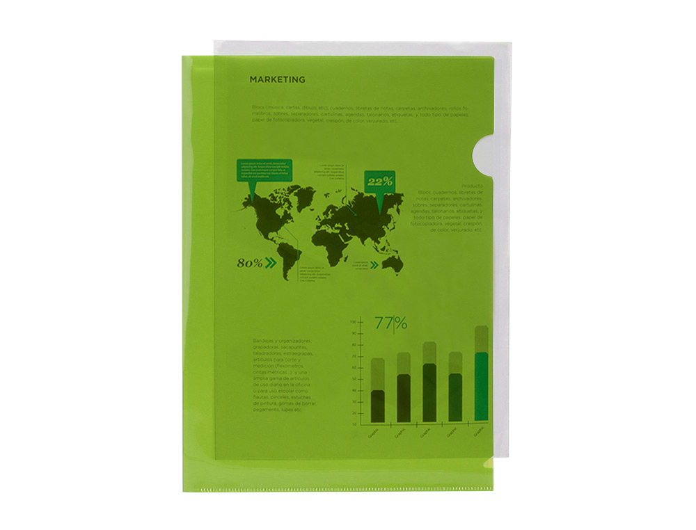 CARPETA LIDERPAPEL DOSSIER UÑERO 44003 POLIPROPILENO DIN A4 VERDE 20 HOJAS