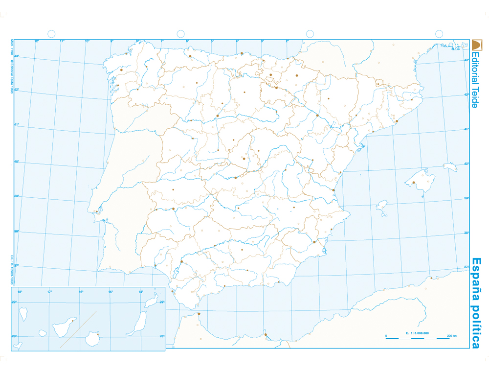 MAPA MUDO B/N DIN A4 ESPAA POLITICO