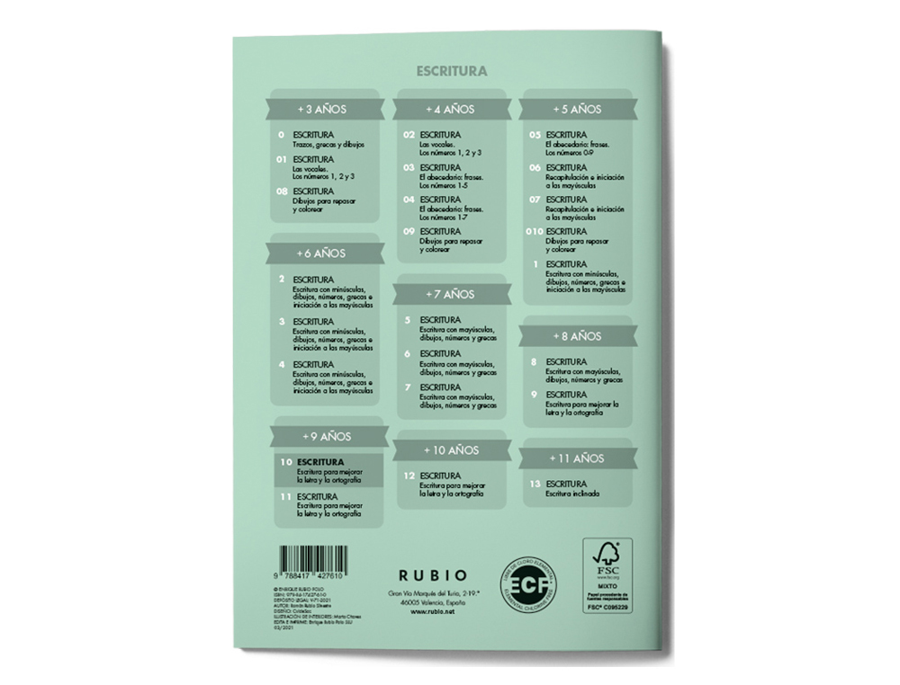 CUADERNO RUBIO CALIGRAFIA Nº 10
