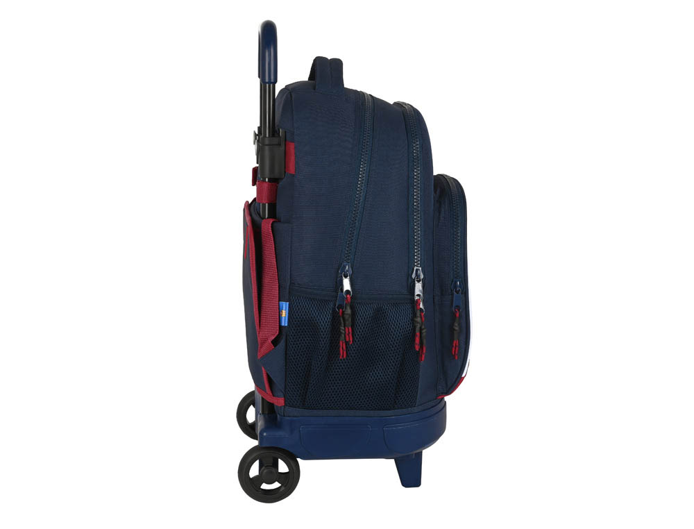 CARTERA ESCOLAR SAFTA CON CARRO MOCHILA GRANDE CON RUEDAS COMPACT EXTRAIBLE 330X220X450 MM F.C. BARCELONA
