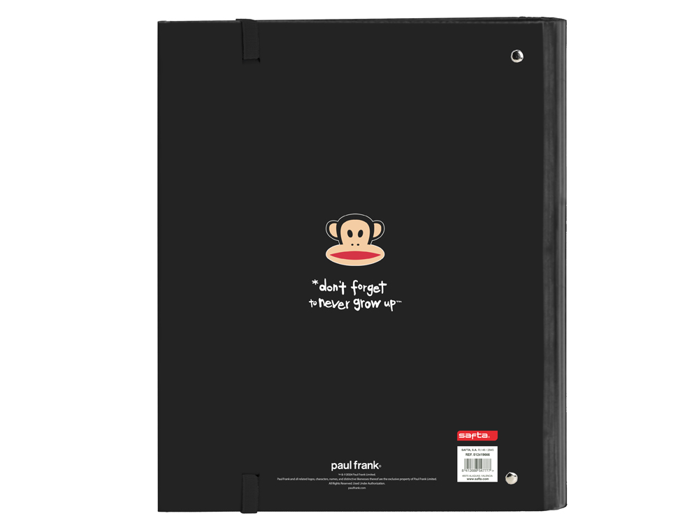 CARPETA CON RECAMBIO SAFTA DIN A4 TAPA FORRADA 100 H 60 GR CUADRO 5 MM CON GOMA Y 5 SEPARADORES PAUL FRANK