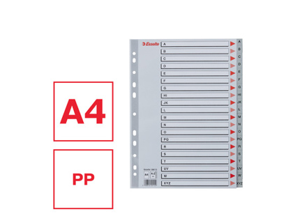 SEPARADOR ALFABETICO ESSELTE PLASTICO A-Z DIN A4 CARATULA CARTULINA COLOR MULTITALADRO