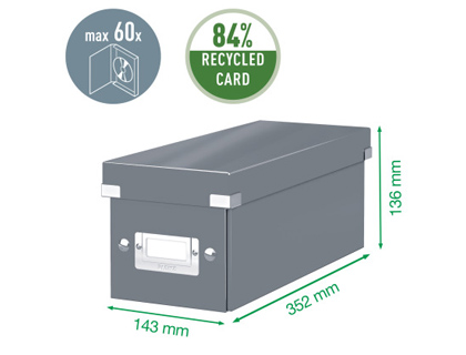 FICHERO CD LEITZ CLICK&STORE CARTON PLASTIFICADO CAPACIDAD 30 CD COLOR NEGRO 143X147X352 MM