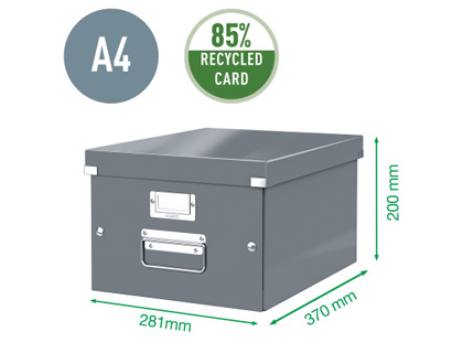 CAJA ALMACENAMIENTO LEITZ CLICK&STORE WOW CARTON RECICLADO COLOR NEGRO 281X200X369 MM