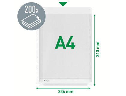 FUNDA MULTITALADRO LEITZ CON FUELLE DIN A4 CON REFUERZO 170 MC CRISTAL PACK DE 10 UNIDADES