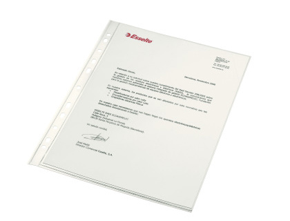 FUNDA MULTITALADRO ESSELTE DIN A4 80 MC POLIPROPILENO CRISTAL 80 MC CAJA DE 100 UNIDADES