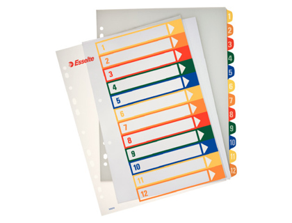 SEPARADOR NUMERICO PROYECTO ESSELTE PLASTICO 1-6 JUEGO DE 6 SEPARADORES IMPRIMIBLE DIN A4+ MULTITALADRO