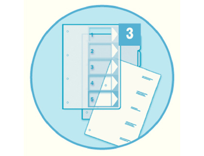 SEPARADOR NUMERICO PROYECTO ESSELTE PLASTICO 1-6 JUEGO DE 6 SEPARADORES IMPRIMIBLE DIN A4+ MULTITALADRO