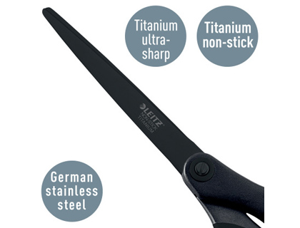 TIJERA LEITZ PREMIUM TITANIUM ANTIADHERENTE 180 MM COLOR NEGRO