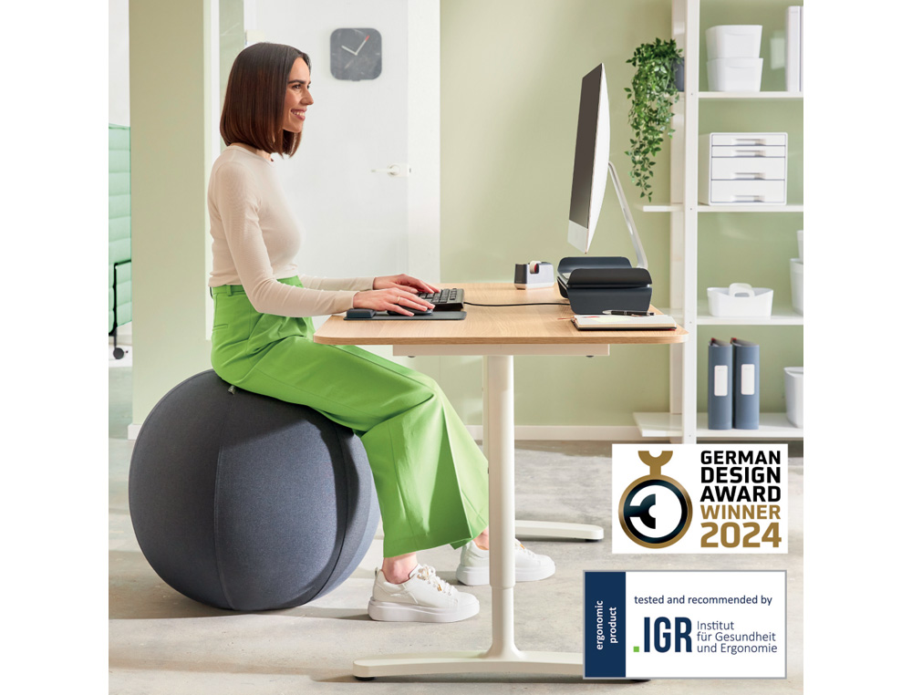 BALON DE ASIENTO LEITZ ACTIVE SITZBALL ANTIDESLIZANTE 65 CM COLOR GRIS OSCURO