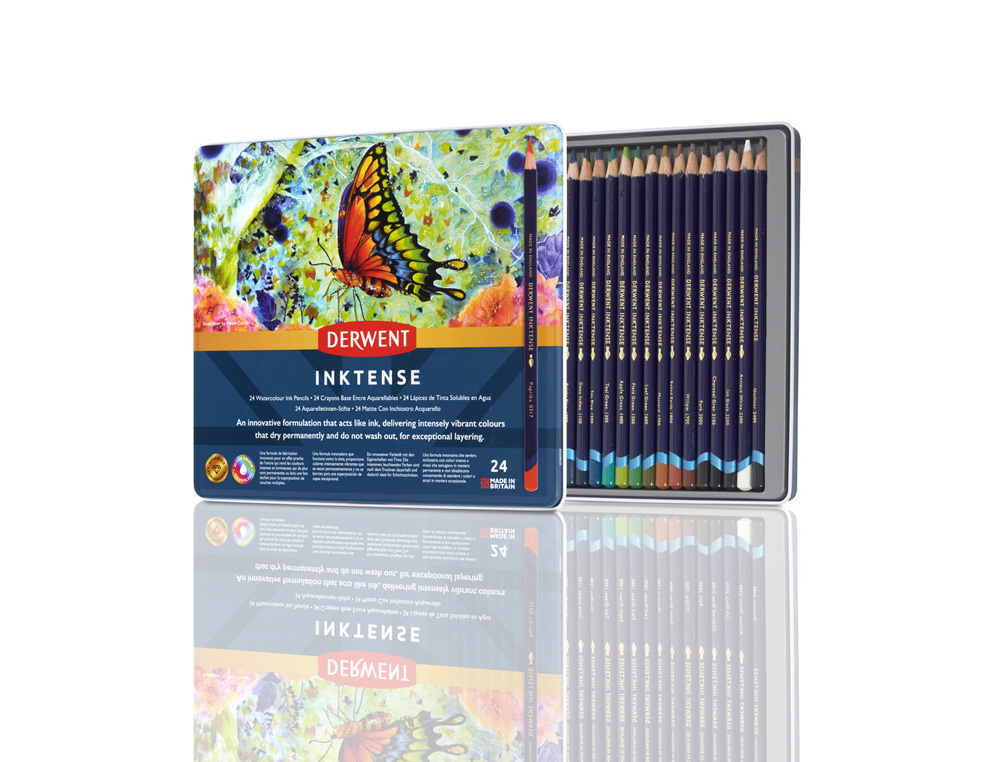 LAPICES DE COLORES DERWENT INKTENSE CAJA METALICA 24 UNIDADES COLORES SURTIDOS