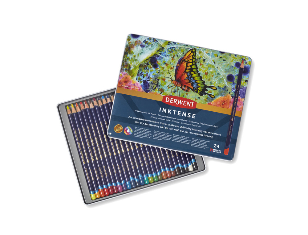 LAPICES DE COLORES DERWENT INKTENSE CAJA METALICA 24 UNIDADES COLORES SURTIDOS