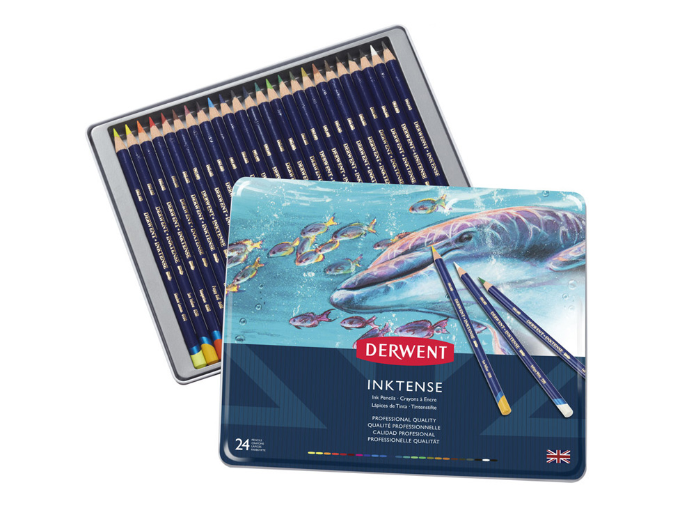 LAPICES DE COLORES DERWENT INKTENSE CAJA METALICA 24 UNIDADES COLORES SURTIDOS