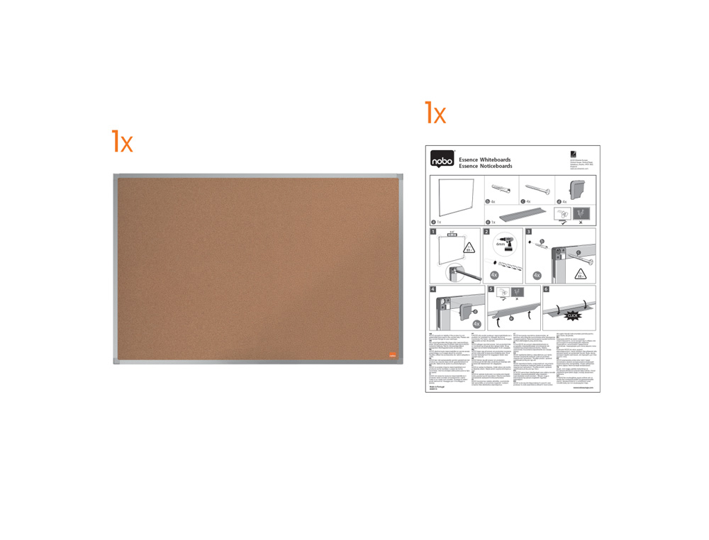PIZARRA CORCHO NOBO ESSENCE MARCO ALUMINIO 90X60 CM