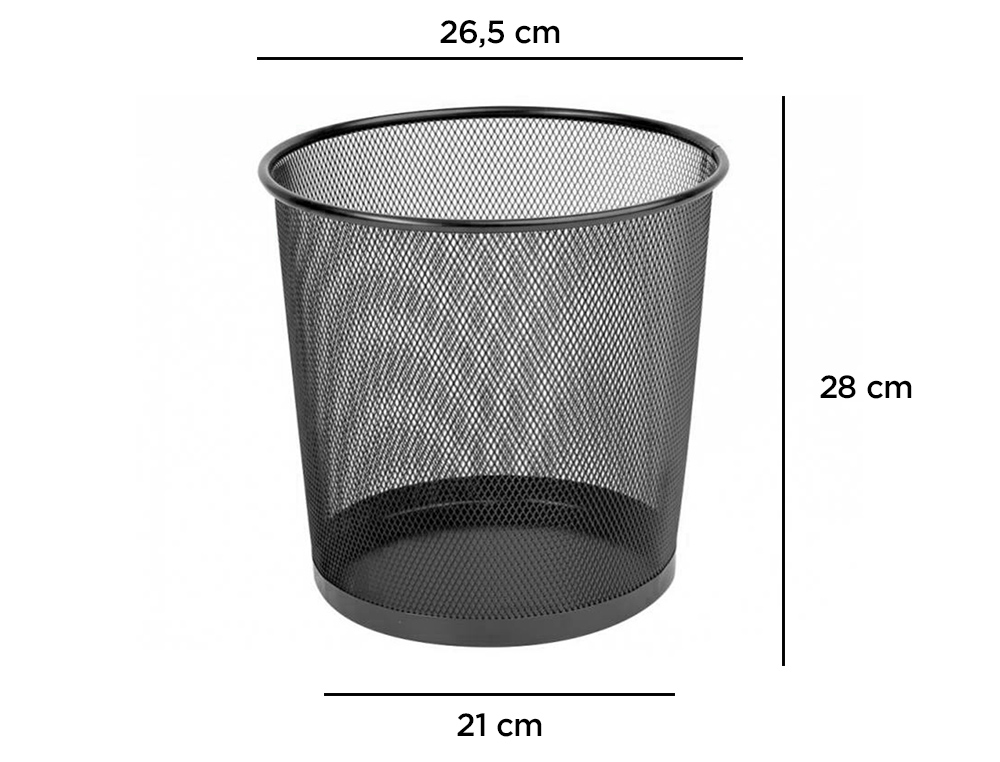 PAPELERA METALICA Q-CONNECT REJILLA NEGRA 265X285 MM