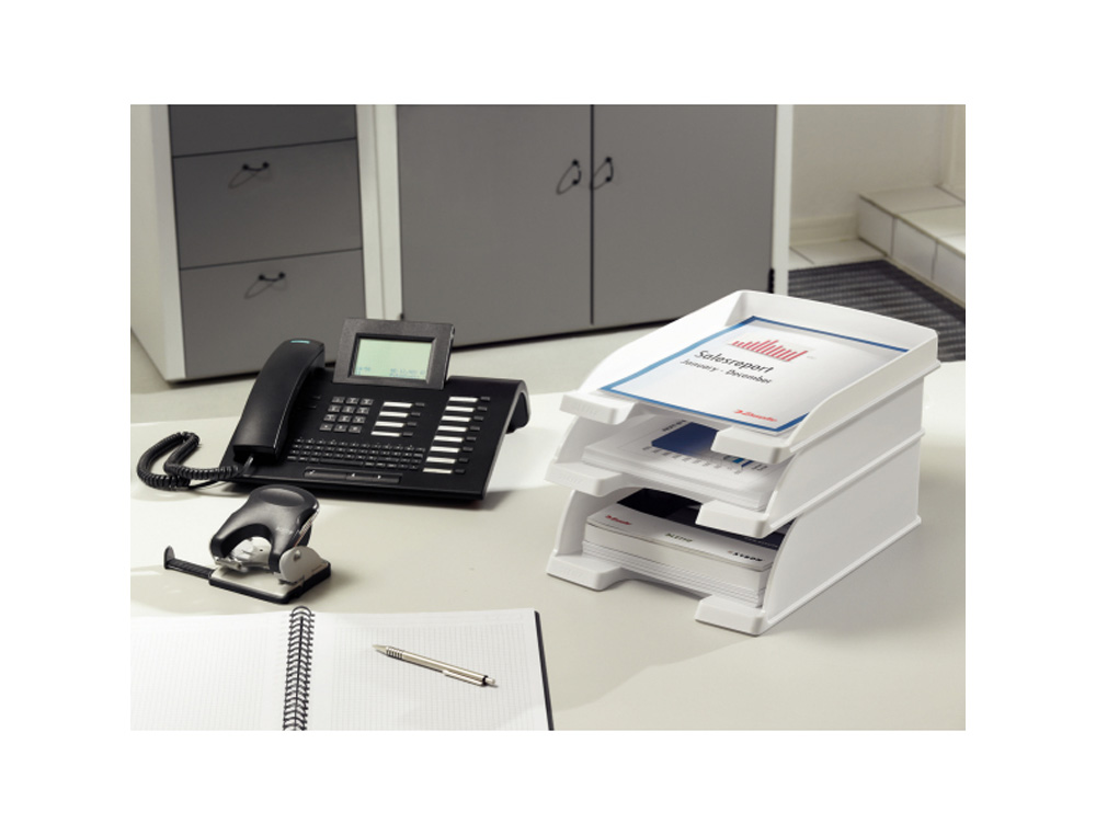 BANDEJA SOBREMESA LEITZ PLUS JUMBO GRAN CAPACIDAD COLOR ROJO 255X103X357 MM