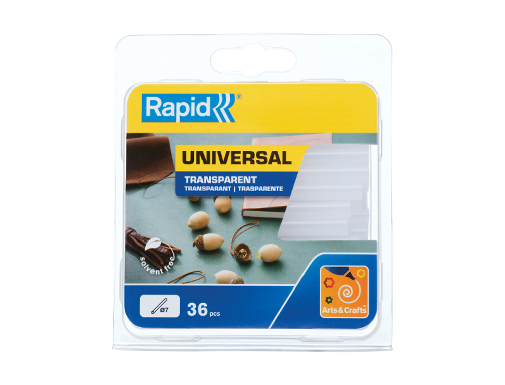 BARRA TERMOFUSIBLE RAPID COLA UNIVERSAL 7 MM DIAMETRO X 90 MM ALTO BLISTER DE 36 UNIDADES