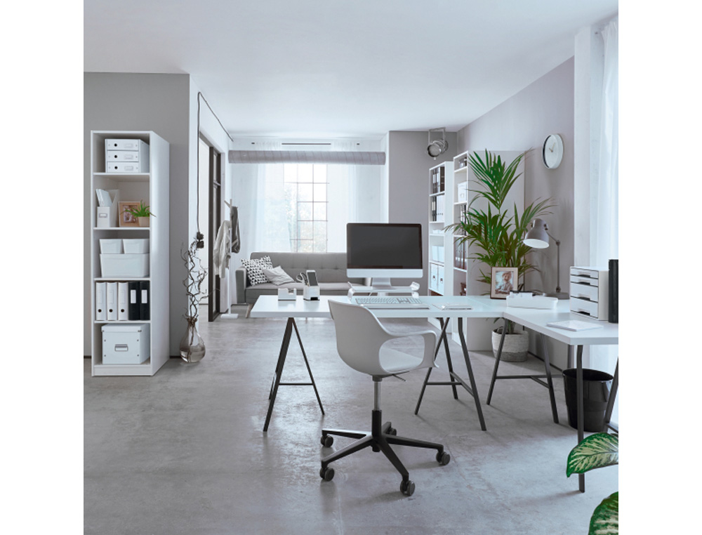 FICHERO CAJONES DE SOBREMESA LEITZ WOW DESK CUBE 1 CAJON GRANDE Y 4 PEQUEÑOS COLOR BLANCO/GRIS