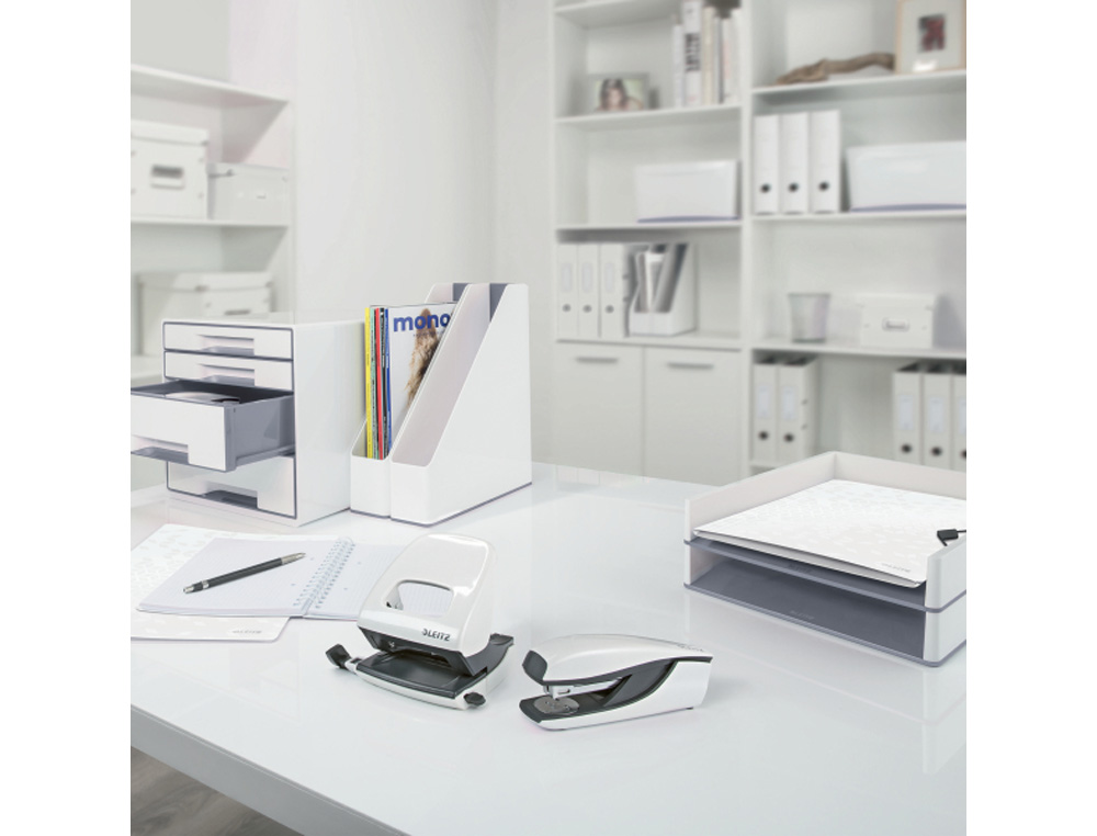 FICHERO CAJONES DE SOBREMESA LEITZ WOW DESK CUBE 1 CAJON GRANDE Y 4 PEQUEÑOS COLOR BLANCO/GRIS