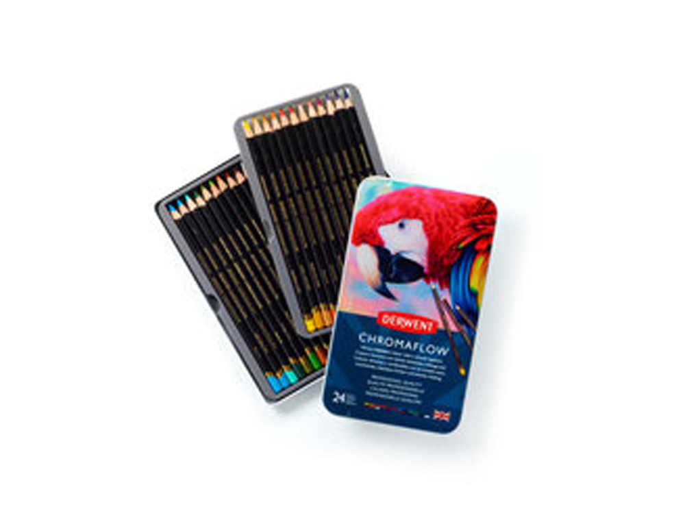 LAPICES DE COLORES DERWENT CHROMAFLOW CAJA METALICA 24 UNIDADES COLORES SURTIDOS