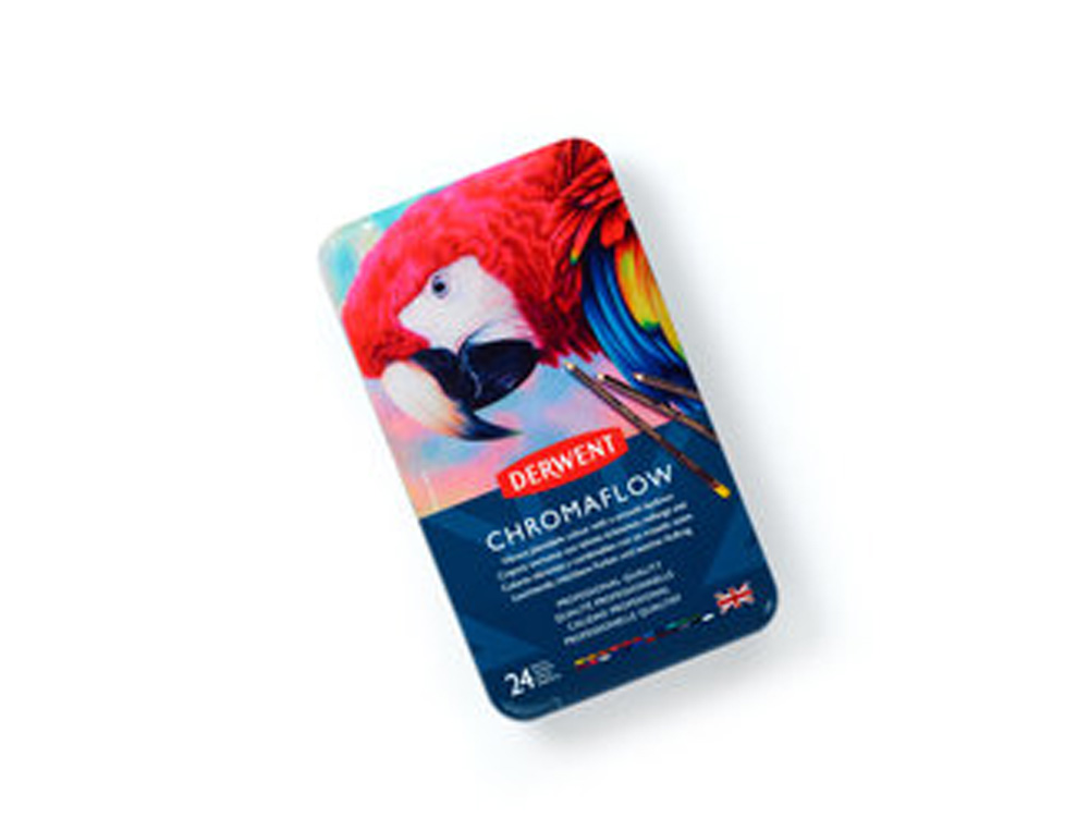 LAPICES DE COLORES DERWENT CHROMAFLOW CAJA METALICA 24 UNIDADES COLORES SURTIDOS