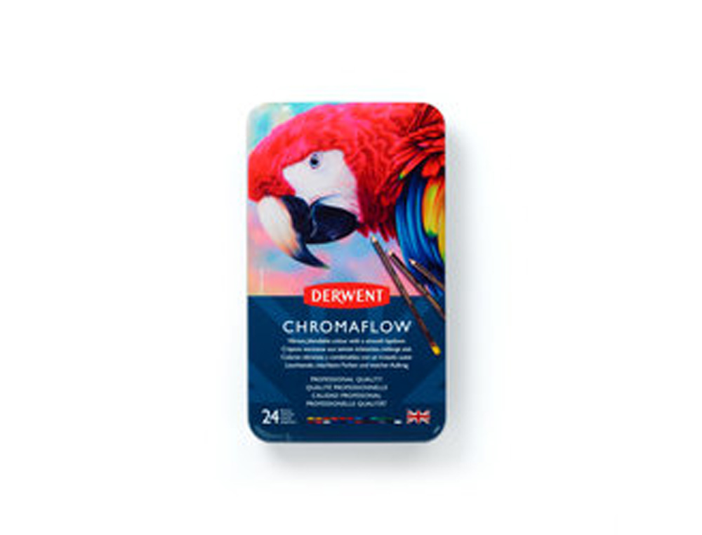 LAPICES DE COLORES DERWENT CHROMAFLOW CAJA METALICA 24 UNIDADES COLORES SURTIDOS