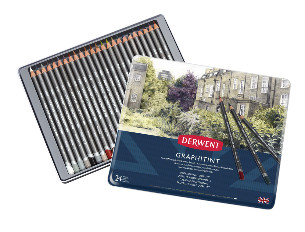 LAPICES DE GRAFITO DERWENT GRAPHTINT CAJA METALICA 24 UNIDADES