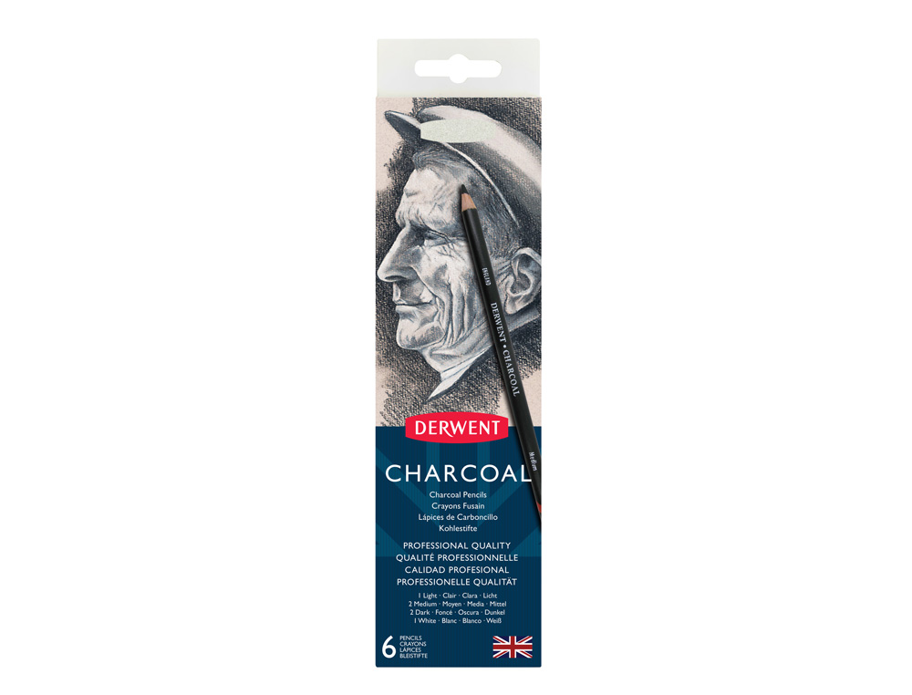 LAPICES CARBONCILLO DERWENT CHARCOAL CAJA DE 6 UNIDADES SURTIDAS