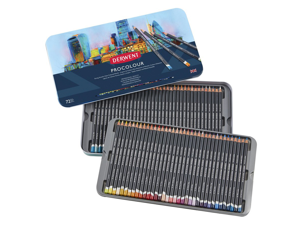 LAPICES DE COLORES DERWENT PROCOLOUR CAJA METALICA DE 72 UNIDADES COLORES SURTIDOS