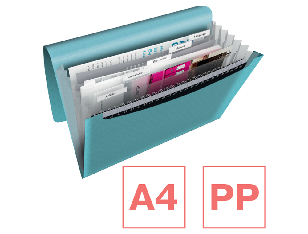 CARPETA CLASIFICADORA ESSELTE COLOUR BREEZE DIN A4 POLIPROPILENO 6 SEPARADORES COLORES SURTIDOS