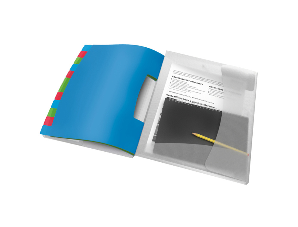 CARPETA CLASIFICADORA ESSELTE VIVIDA DIN A4 12 DEPARTAMENTOS INDICE MULTICOLOR TRANSLUCIDA