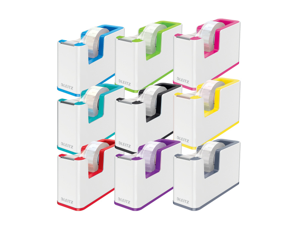 PORTARROLLO SOBREMESA LEITZ WOW DUAL PLASTICO PARA CINTAS 33 MT COLOR BLANCO/GRIS