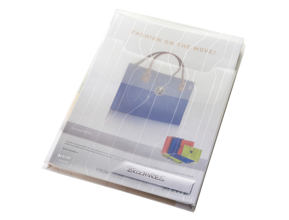 FUNDA MULTITALADRO LEITZ POLIPROPILENO 200 MC TRANSPARENTE CON FUELLE DIN A4 BOLSA DE 3 UNIDADES