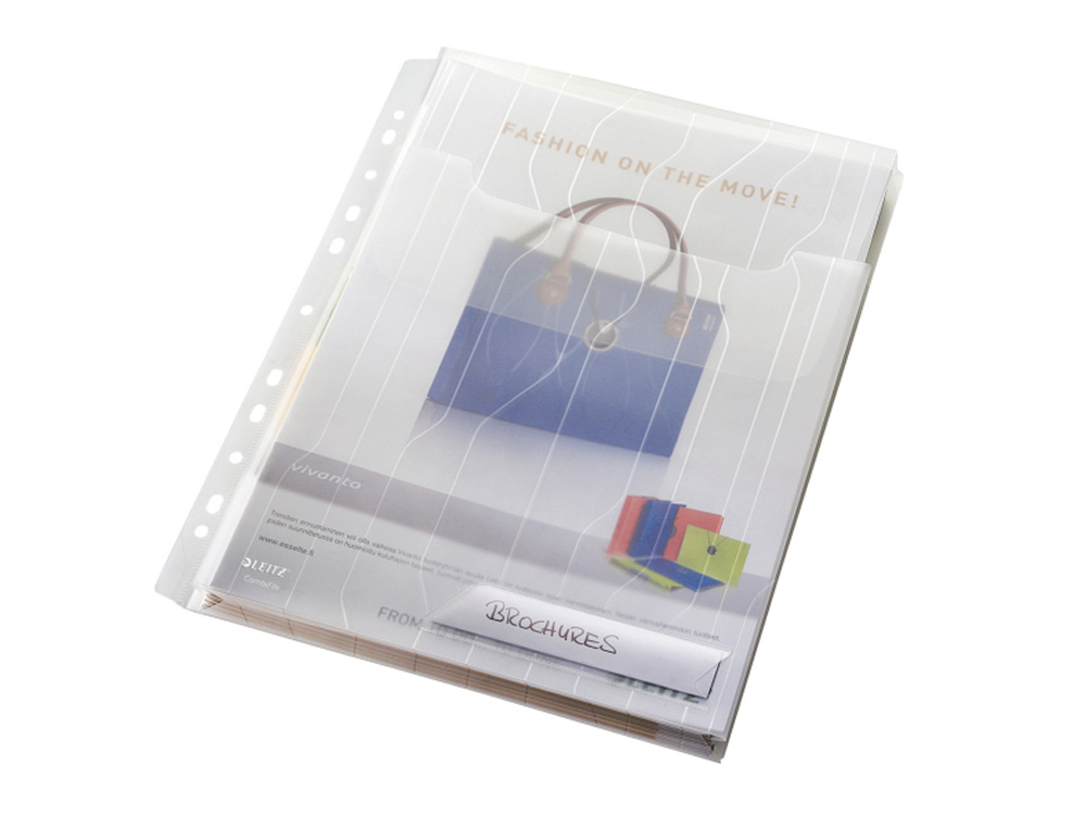 FUNDA MULTITALADRO LEITZ POLIPROPILENO 200 MC TRANSPARENTE CON FUELLE DIN A4 BOLSA DE 3 UNIDADES