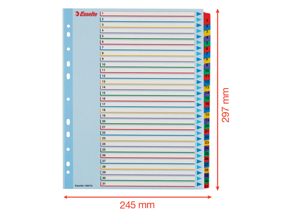 SEPARADOR NUMERICO ESSELTE CARTULINA BORRA Y ESCRIBE 1-31 JUEGO DE 31 SEPARADORES DIN A4 MULTITALADRO
