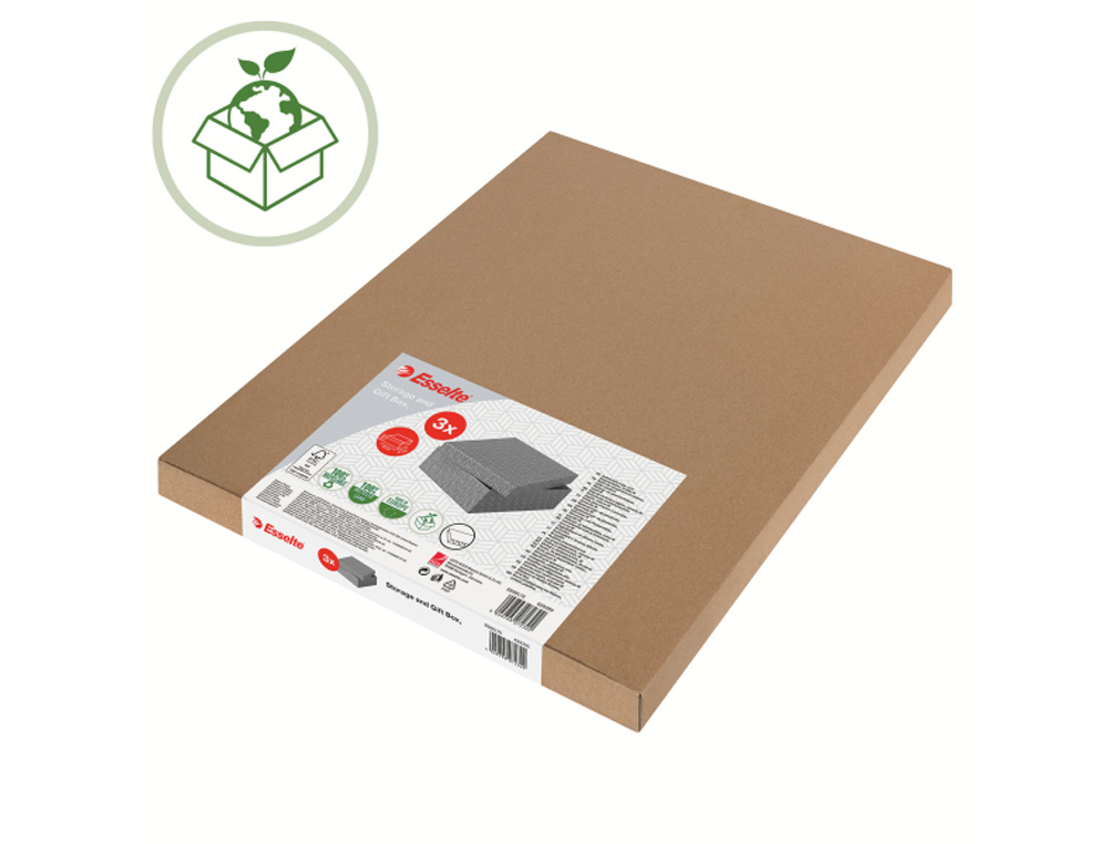 CAJA DE ALMACENAJE ESSELTE MEDIANA COLOR GRIS 365X265X205 MM) PACK DE 3 UNIDADES