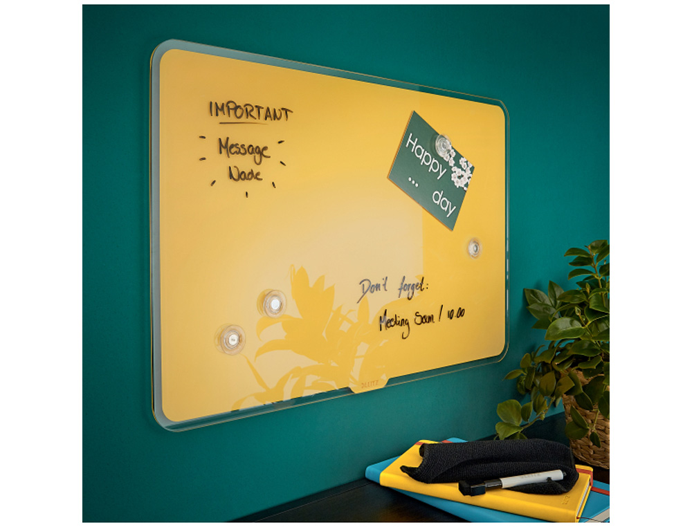 PIZARRA CRISTAL LEITZ COSY MAGNETICA COLOR AMARILLO 800X600 MM