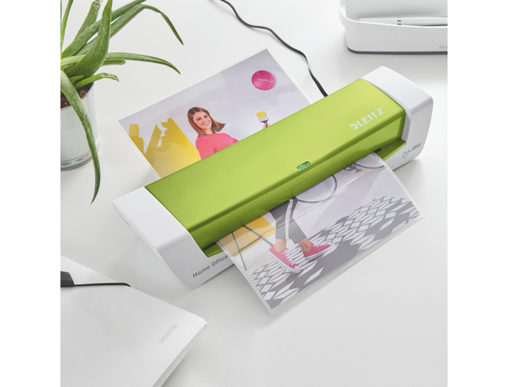 PLASTIFICADORA LEITZ ILAM HOME OFFICE DIN A4 2 RODILLOS HASTA 125 MC COLOR BLANCO/VERDE