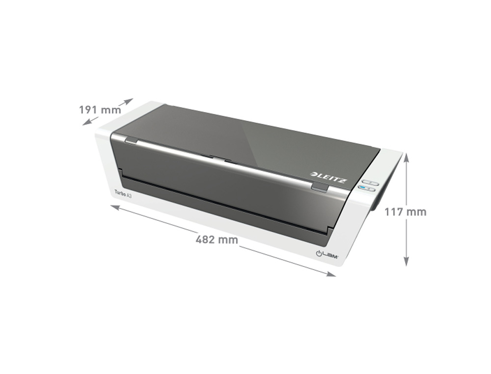 PLASTIFICADORA LEITZ ILAM TOUCH 2 TURBO DIN A3 4 RODILLOS HASTA 250 MC COLOR BLANCO/PLATA