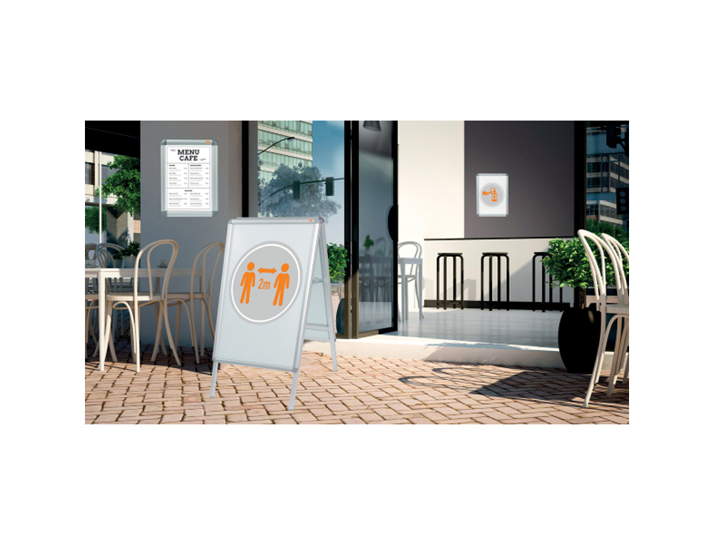 VITRINA DE ANUNCIOS NOBO CON MARCO DE ALUMINIO A PRESION PREMIUM PLUS PARA EXTERIOR DIN A1 650X900X17 MM