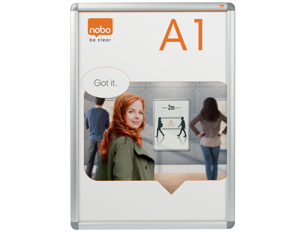 VITRINA DE ANUNCIOS NOBO CON MARCO DE ALUMINIO A PRESION PREMIUM PLUS PARA EXTERIOR DIN A1 650X900X17 MM