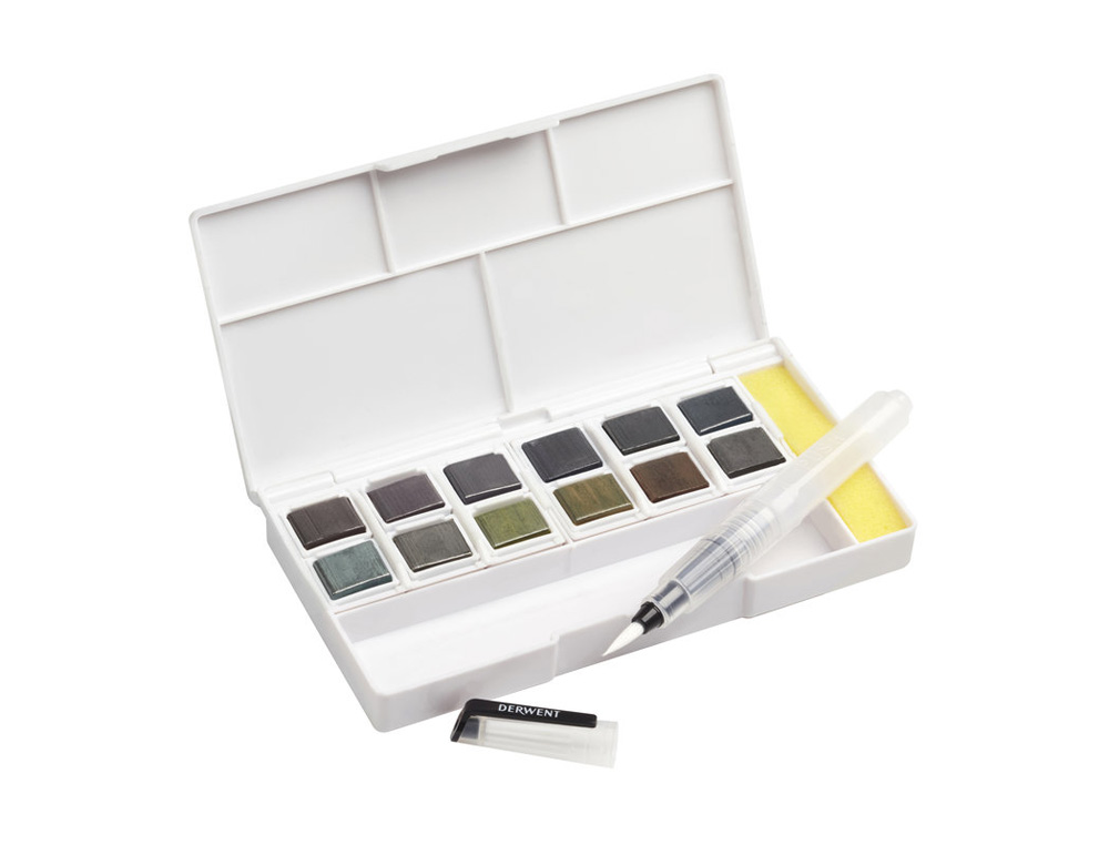 SET DE VIAJE PINTURAS DERWENT GRAPHITINT 12 PASTILLAS DE GRANITO Y COLOR