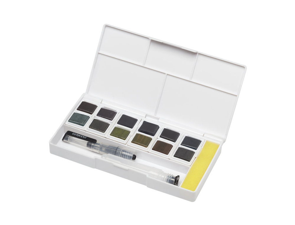 SET DE VIAJE PINTURAS DERWENT GRAPHITINT 12 PASTILLAS DE GRANITO Y COLOR