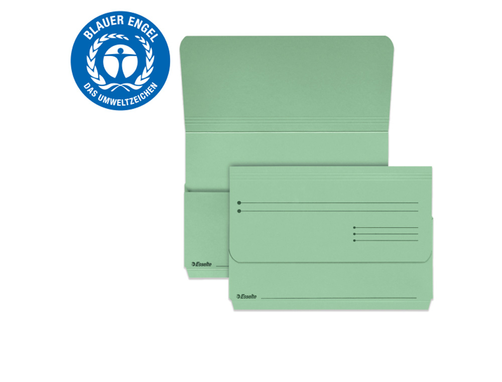 SUBCARPETA CARTULINA ESSELTE POCKET FOLIO COLOR VERDE 275 GR