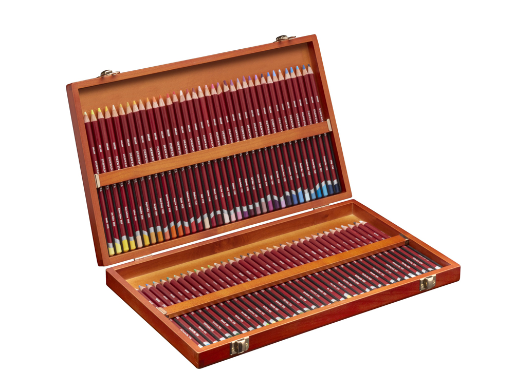 LAPICES DE COLORES DERWENT PASTEL CAJA DE MADERA 72 UNIDADES COLORES SURTIDOS
